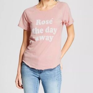 Grayson Threads Pink Blush Rose The Day Away Graphic T-Shirt Size Extra Small